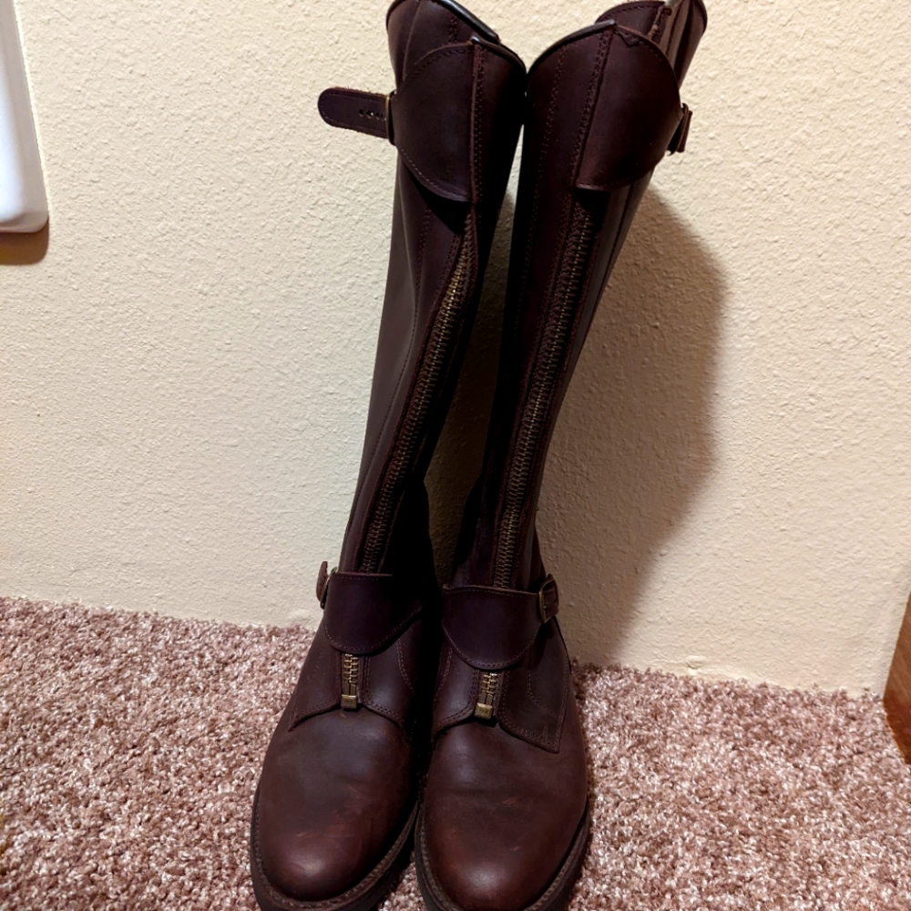 Mahogany Calf Skin Leather Tall Boots